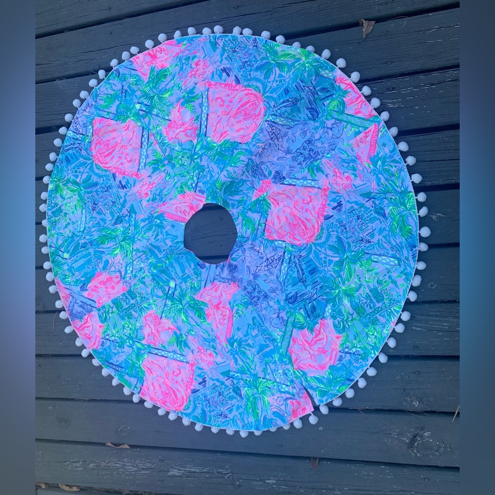 Iilly Pulitzer Christmas tree skirt